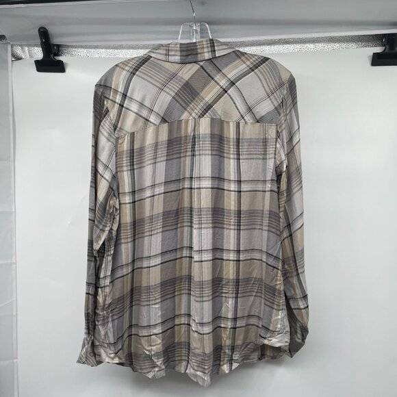 CJ Banks Womens Plaid Button Up Top Long Sleeve Multicolored Size X Studded - Picture 7 of 9